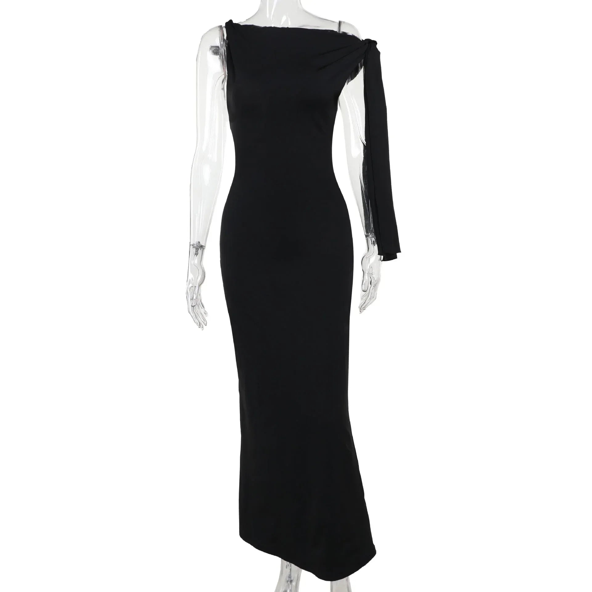 One-shoulder Ribbon Long Dress Ins Fashion Slim Sleeveless Dresses For Evening Party Club Clothing Women - DanaFashionstore