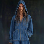 Hooded Overall Jeans Women 2026 - European American Denim Jumpsuit - DanaFashionstore