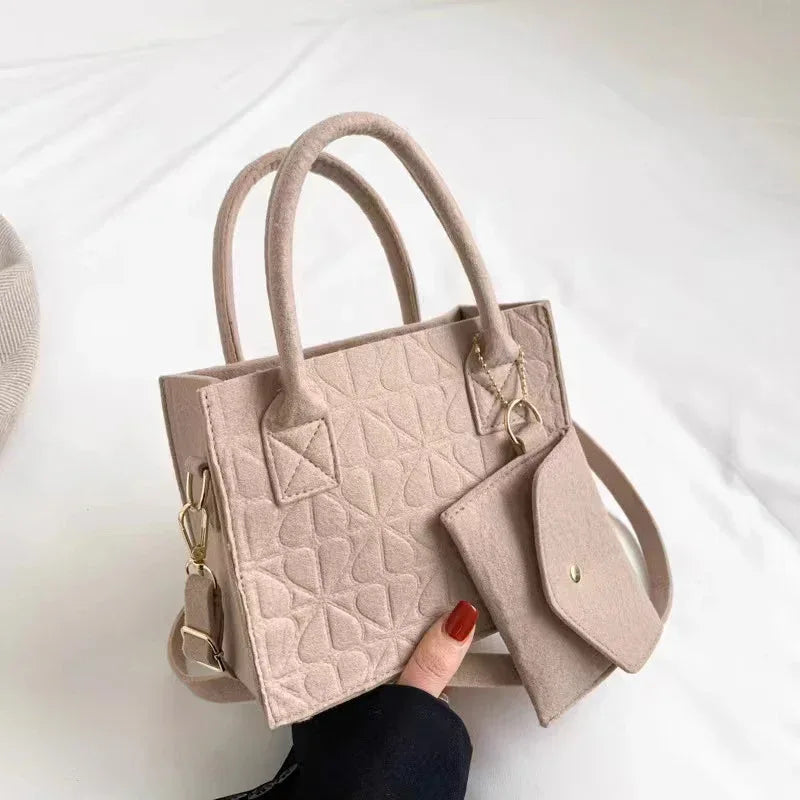 Simple Small Handbag Women's Fashion Felt One Shoulder Combination Bags - DanaFashionstore