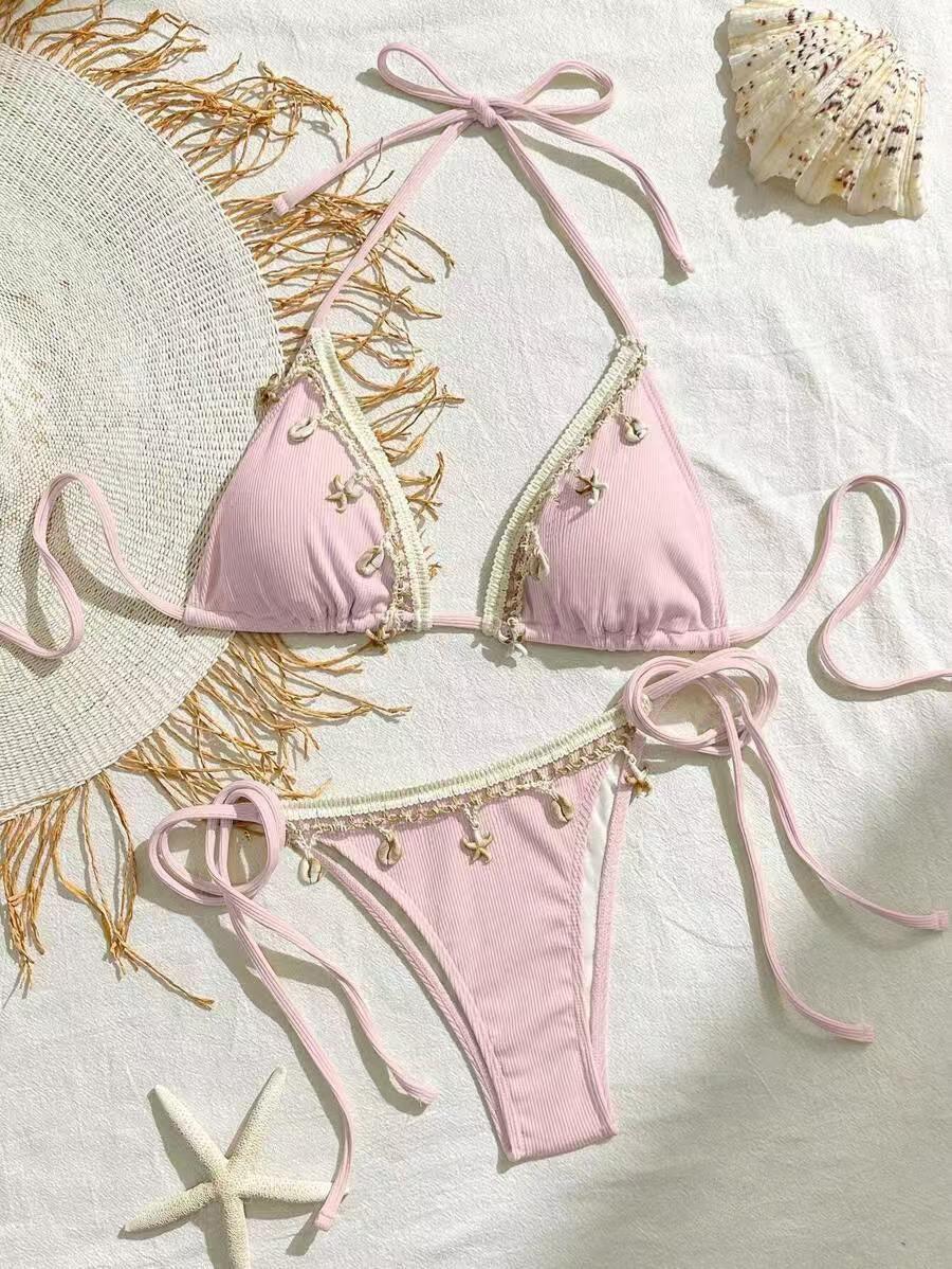 Lace-up Halterneck Triangle Cup Beach Sexy Swimsuit - DanaFashionstore