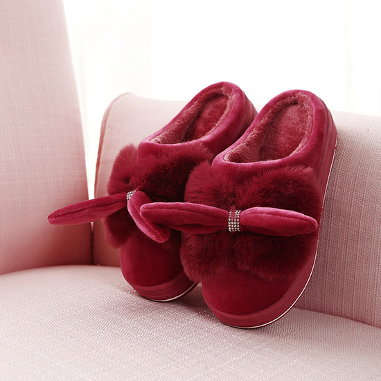 Women's Thick-soled Winter High-heeled Cotton Slippers