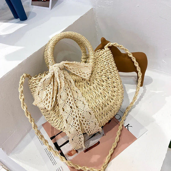 Fashion Western Lace Bow Straw Bag - DanaFashionstore