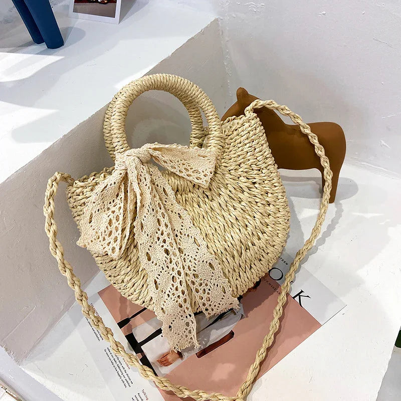 Fashion Western Lace Bow Straw Bag - DanaFashionstore