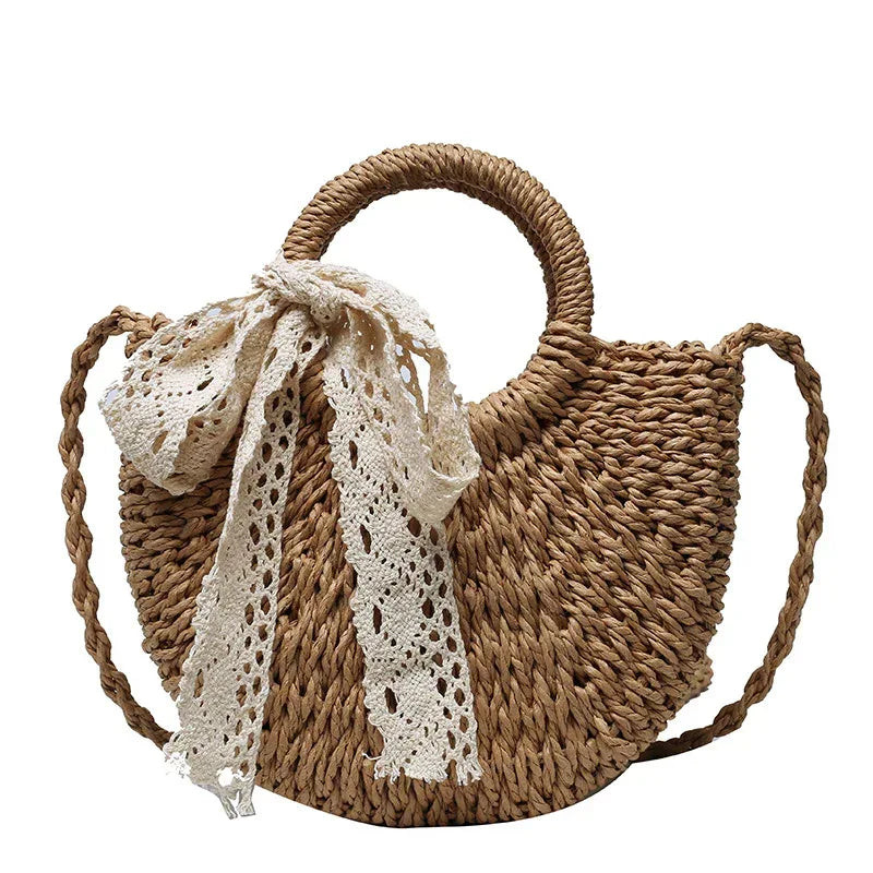 Fashion Western Lace Bow Straw Bag - DanaFashionstore