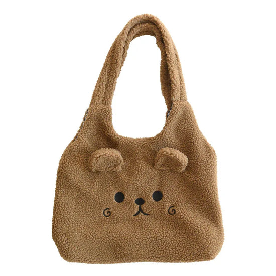 Lamb Wool Large Capacity Plush Embroidery Shopping Bag - DanaFashionstore