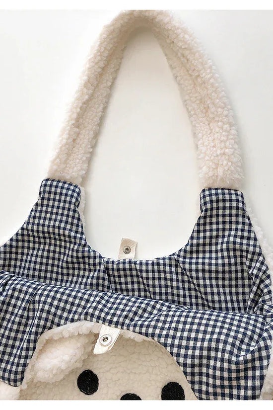 Lamb Wool Large Capacity Plush Embroidery Shopping Bag - DanaFashionstore