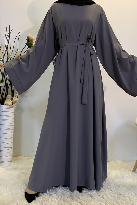 Solid Color Plus Size Lace-up Muslim Dress