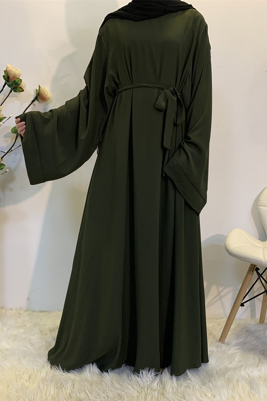 Solid Color Plus Size Lace-up Muslim Dress