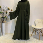 Solid Color Plus Size Lace-up Muslim Dress - Elegant Modest Fashion - DanaFashionstore