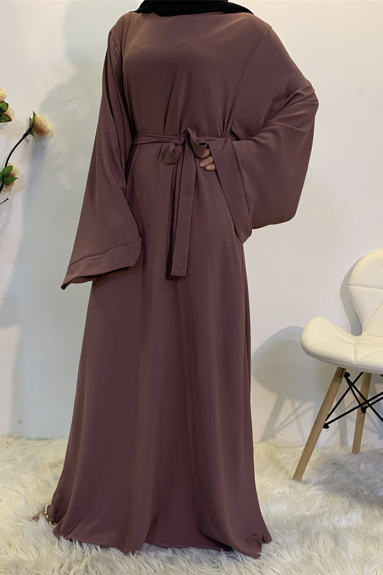 Solid Color Plus Size Lace-up Muslim Dress
