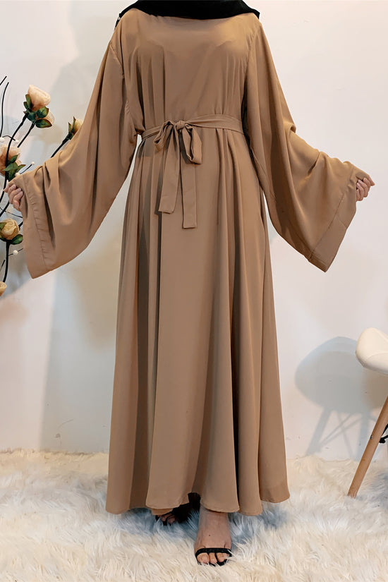 Solid Color Plus Size Lace-up Muslim Dress