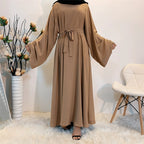 Solid Color Plus Size Lace-up Muslim Dress - Elegant Modest Fashion - DanaFashionstore