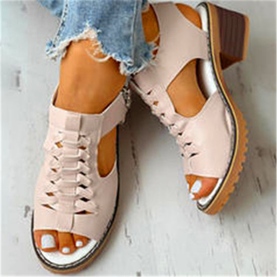 Round Toe Side Zipper Casual Student Sandals