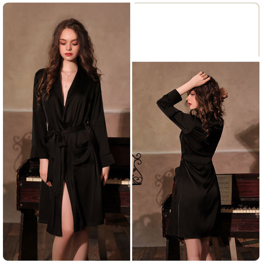 Imitation Silk Nightgown Bathrobe Home Service - Dana Fashion