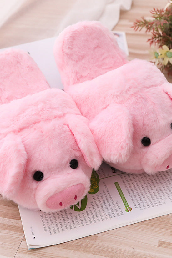 Toot Pig Plush Cotton Slippers Women's Baotou Non-slip Warm Home Indoor Floor Shoes