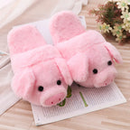 Toot Pig Plush Cotton Slippers Women's Baotou Non-slip Warm Home Indoor Floor Shoes - DanaFashionstore