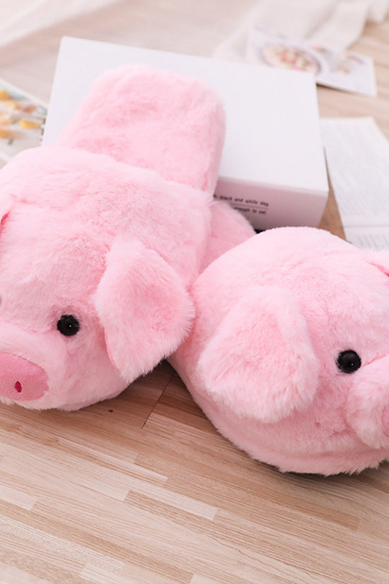 Toot Pig Plush Cotton Slippers Women's Baotou Non-slip Warm Home Indoor Floor Shoes