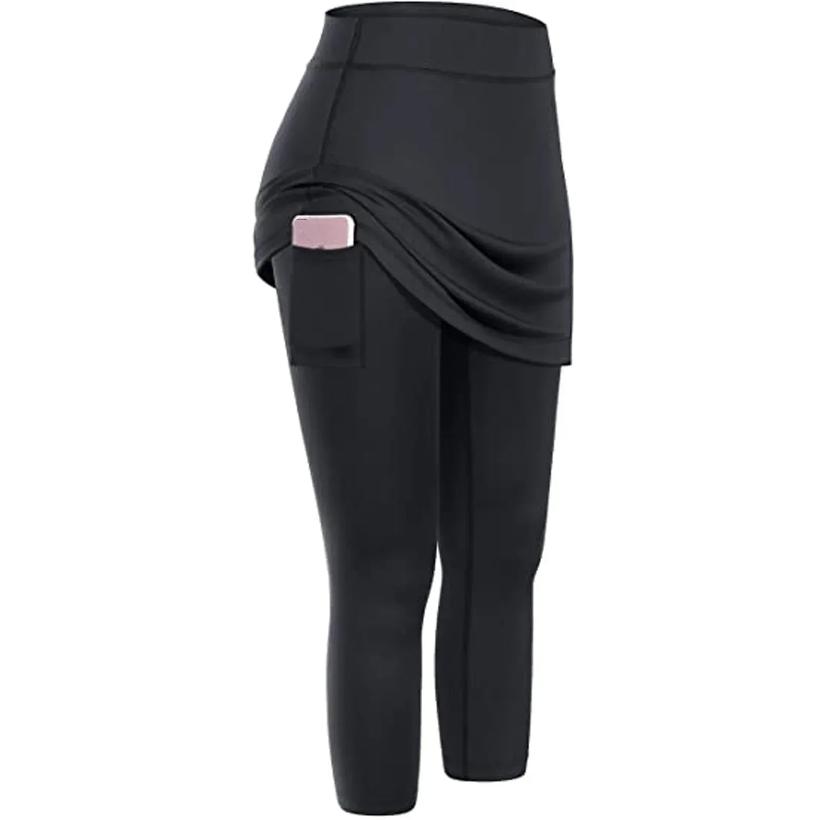 Women Tennis Skirted Leggings Pockets Elastic Sports Yoga Capris Skirts Legging - DanaFashionstore