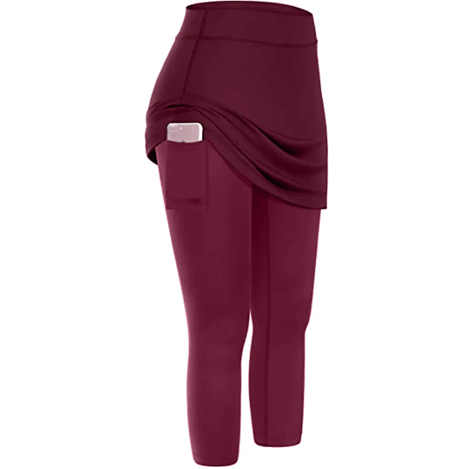 Women Tennis Skirted Leggings Pockets Elastic Sports Yoga Capris Skirts Legging - DanaFashionstore