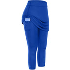 Women Tennis Skirted Leggings Pockets Elastic Sports Yoga Capris Skirts Legging - DanaFashionstore