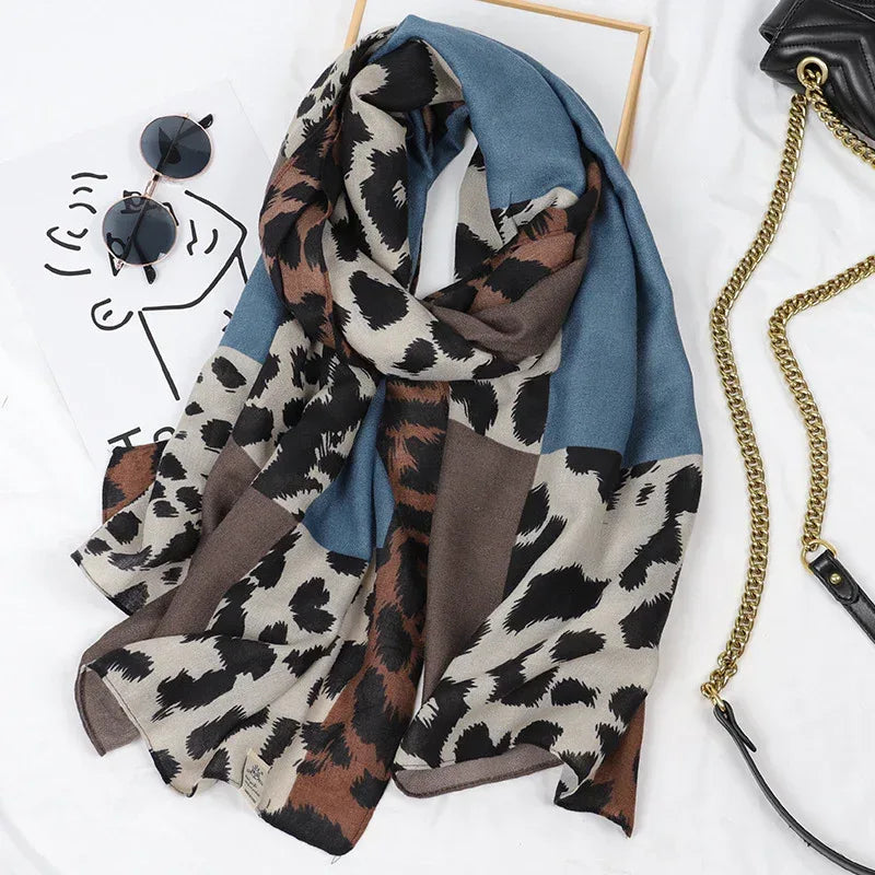 Leopard Print Cotton And Linen Scarf Women Printing Long Gauze Scarf - DanaFashionstore