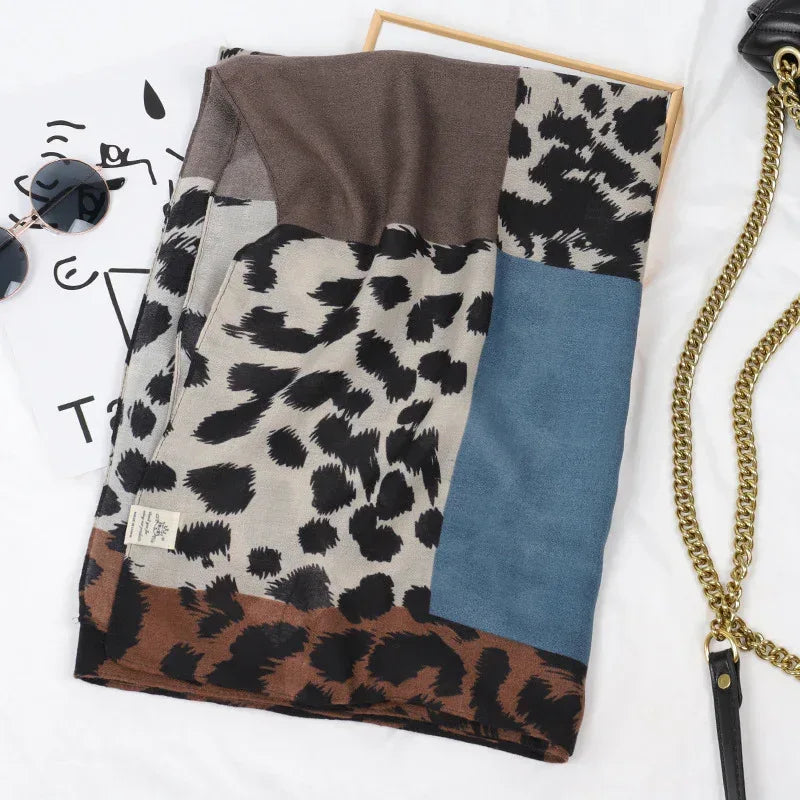 Leopard Print Cotton And Linen Scarf Women Printing Long Gauze Scarf - DanaFashionstore