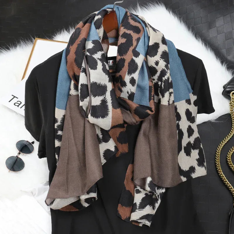 Leopard Print Cotton And Linen Scarf Women Printing Long Gauze Scarf - DanaFashionstore