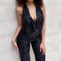 Solid Color Sequined Suspender Jumpsuit 2026 - Sleeveless Party Jumpsuit - DanaFashionstore