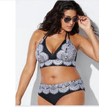 Printed Swimsuit Retro Bikini With Back Straps - DanaFashionstore