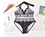 Printed Swimsuit Retro Bikini With Back Straps - DanaFashionstore