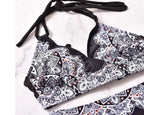 Printed Swimsuit Retro Bikini With Back Straps - DanaFashionstore