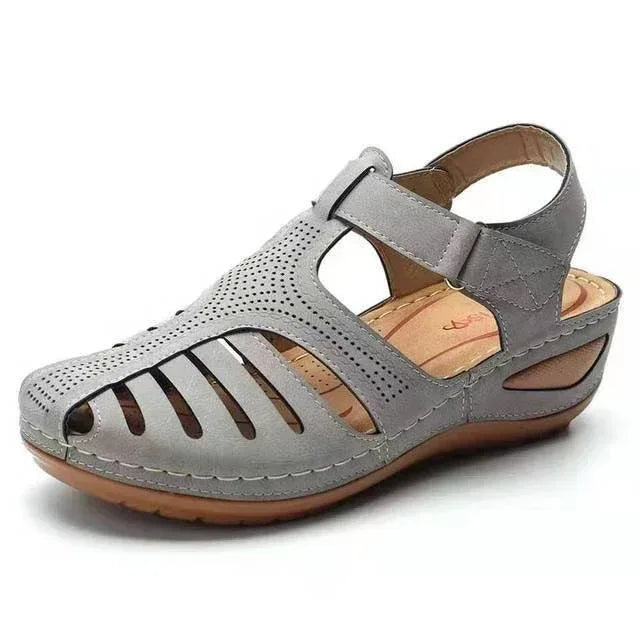 Plus Size Round Toe Wedge Heel Velcro Sandals - DanaFashionstore