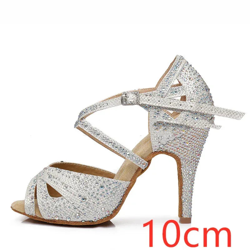 Silver high-heeled Latin dance shoes - DanaFashionstore