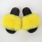 Faux Fox Fur Slippers Women Non Slip Plush Slippers - DanaFashionstore
