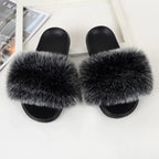 Faux Fox Fur Slippers Women Non Slip Plush Slippers - DanaFashionstore