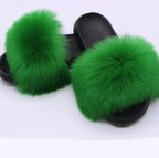 Faux Fox Fur Slippers Women Non Slip Plush Slippers - DanaFashionstore
