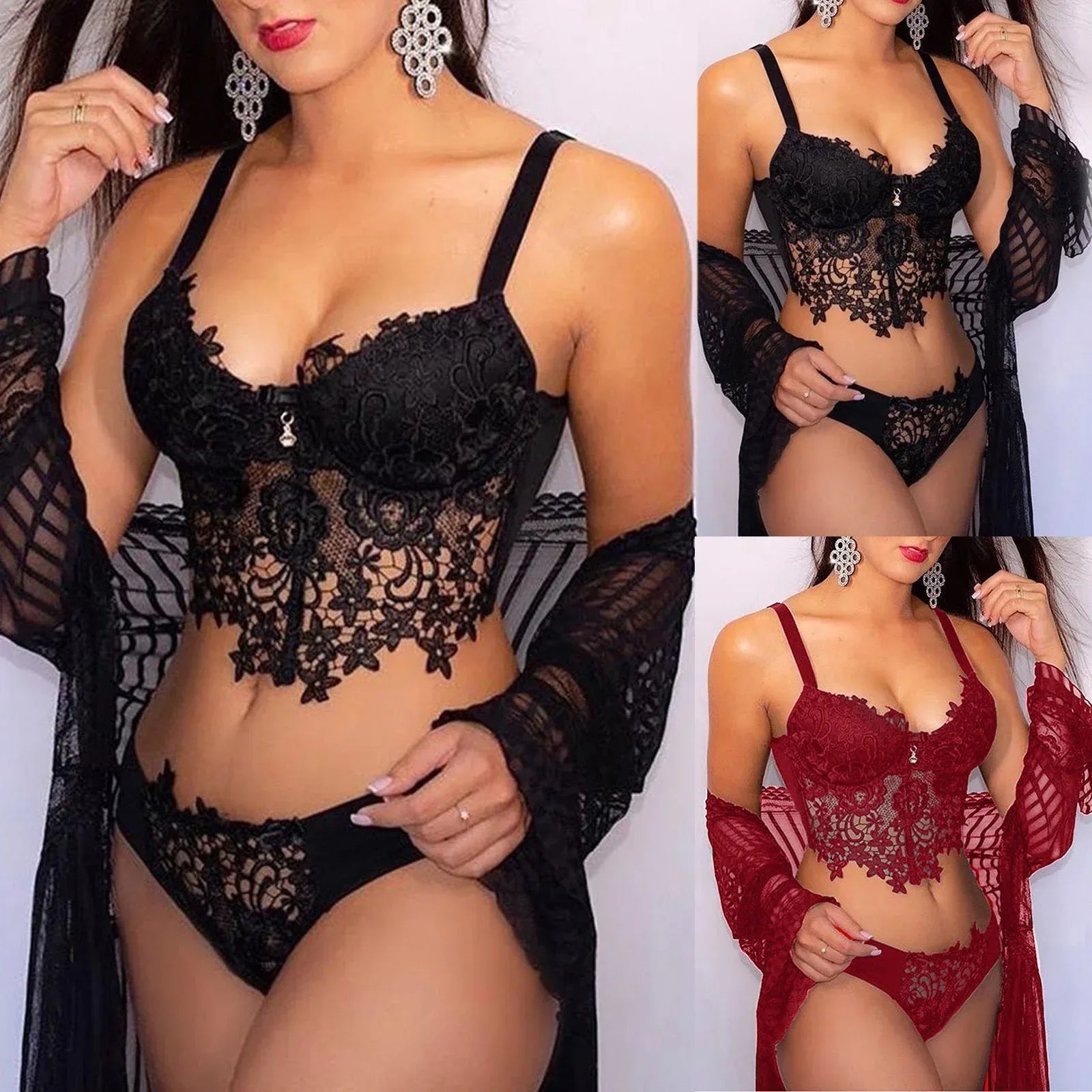 Three-Point Perspective Backless Lace Lingerie 2026 - Sexy Intimate Set - DanaFashionstore