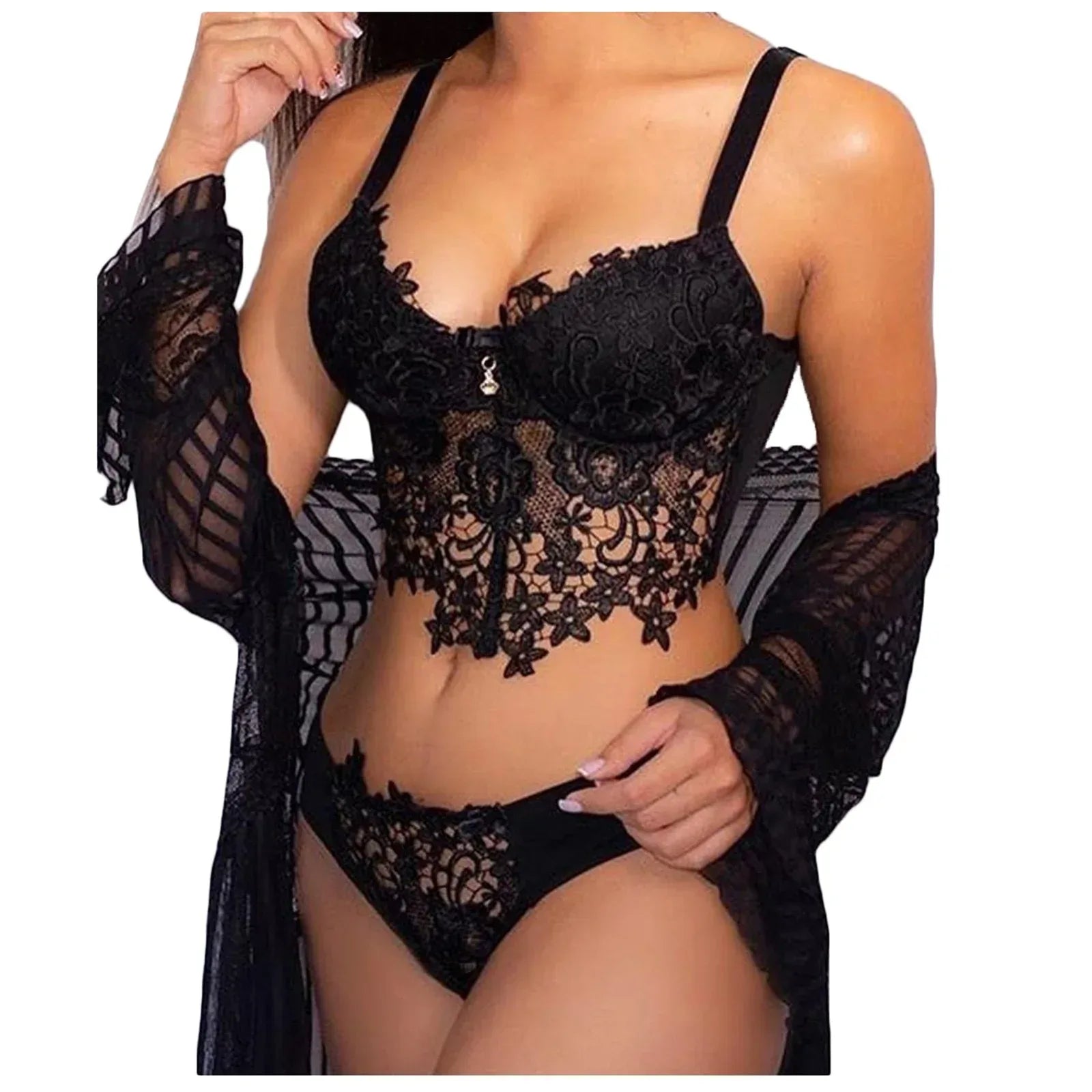 Three-Point Perspective Backless Lace Lingerie 2026 - Sexy Intimate Set - DanaFashionstore
