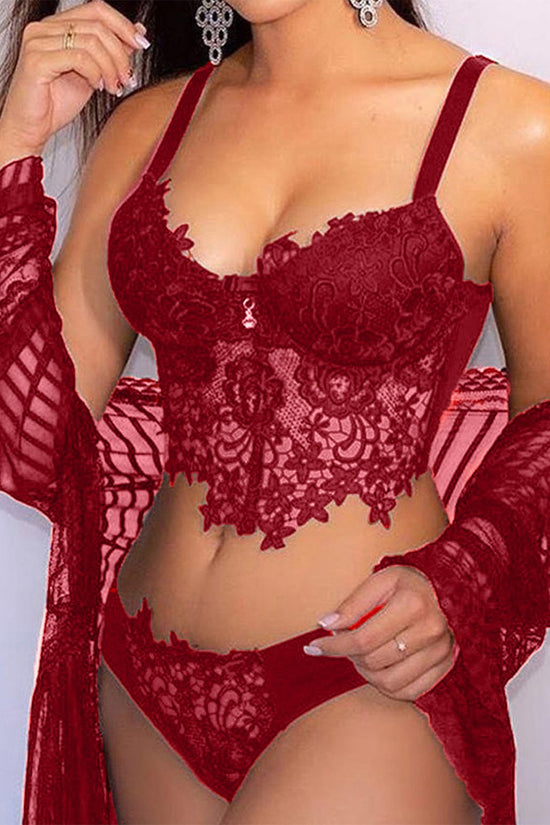 Three-Point Perspective Sexy Backless Lace Sexy Lingerie