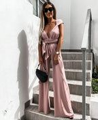 Sleeveless Lace-Up Jumpsuit 2026 - Solid Color Casual Jumpsuit - DanaFashionstore