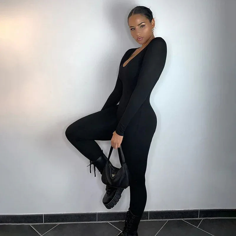 Long Sleeve Sports Fitness Jumpsuit 2026 - High Waist Solid Color - DanaFashionstore