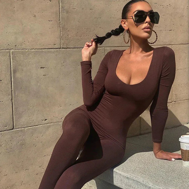 Long Sleeve Sports Fitness Jumpsuit 2026 - High Waist Solid Color - DanaFashionstore