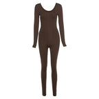 Long Sleeve Sports Fitness Jumpsuit 2026 - High Waist Solid Color - DanaFashionstore