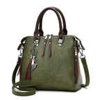 Vintage Handbag Women PU Leather Tassel Top-handle Bag Fashion Lady Tote Luxury Large Capacity Shoulder Bag - DanaFashionstore