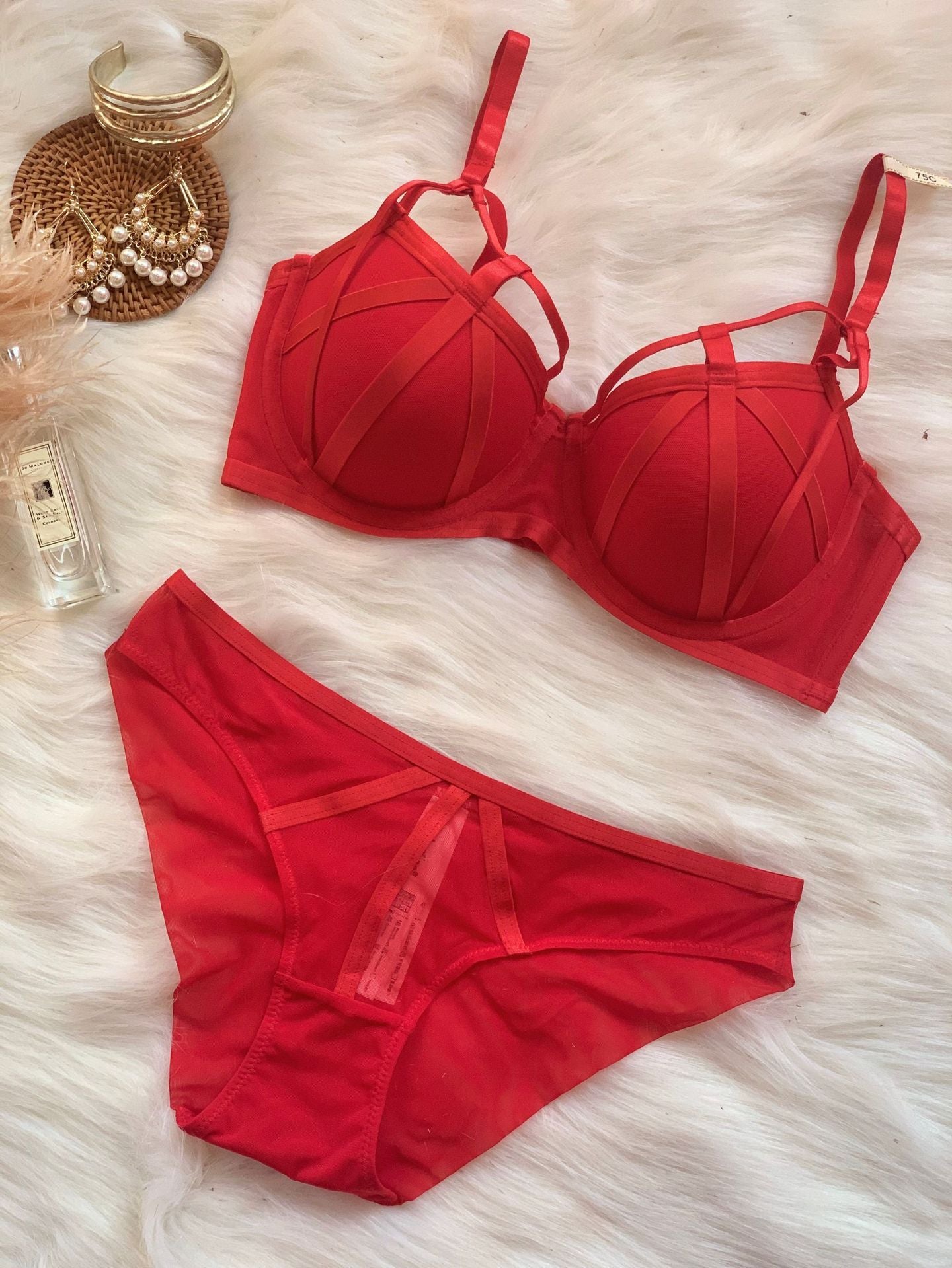 Lace-up Underwear Women Gather Plus Size Bra Set - Dana Fashion