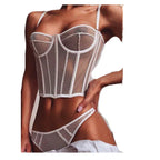 Sexy Perspective Hit Line Stitching Lingerie 2026 - Heavy Craft Split Suit - DanaFashionstore