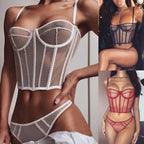 Sexy Perspective Hit Line Stitching Lingerie 2026 - Heavy Craft Split Suit - DanaFashionstore
