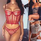 Sexy Perspective Hit Line Stitching Lingerie 2026 - Heavy Craft Split Suit - DanaFashionstore