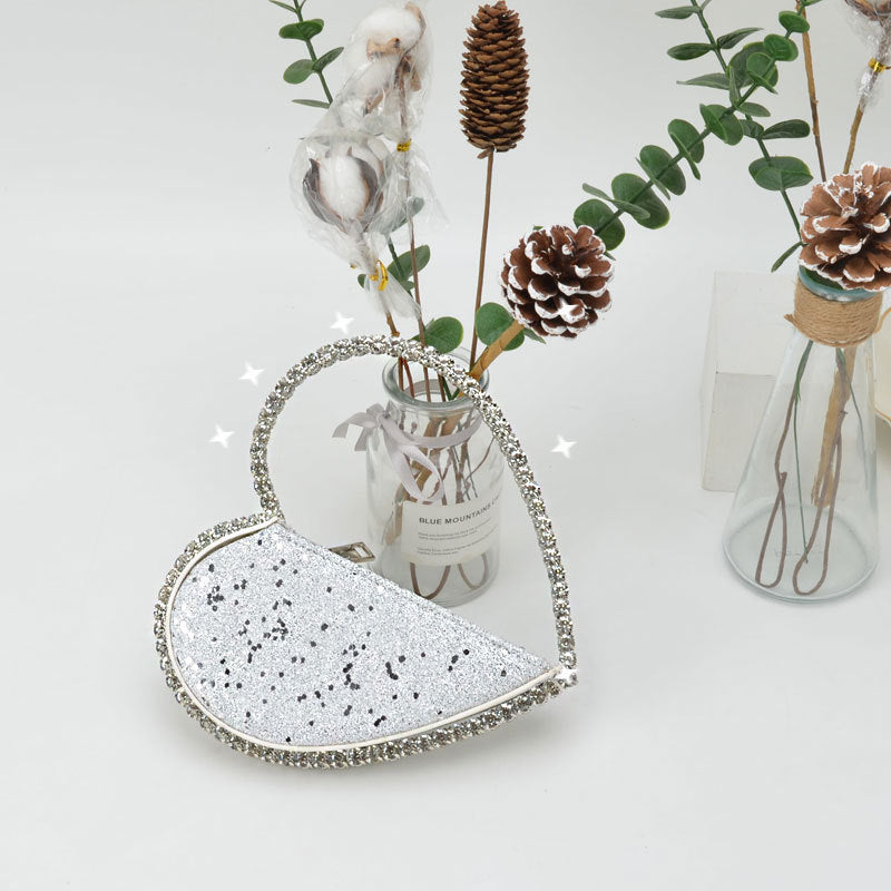 Diamond Heart-shaped Clutch Diamond Dinner Bag Clutch Small Dana Fashion