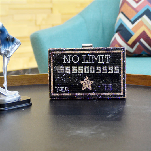 Feng Rhinestone Black Card Dinner Bag Trendy Diamond Party Clutch - Dana Fashion